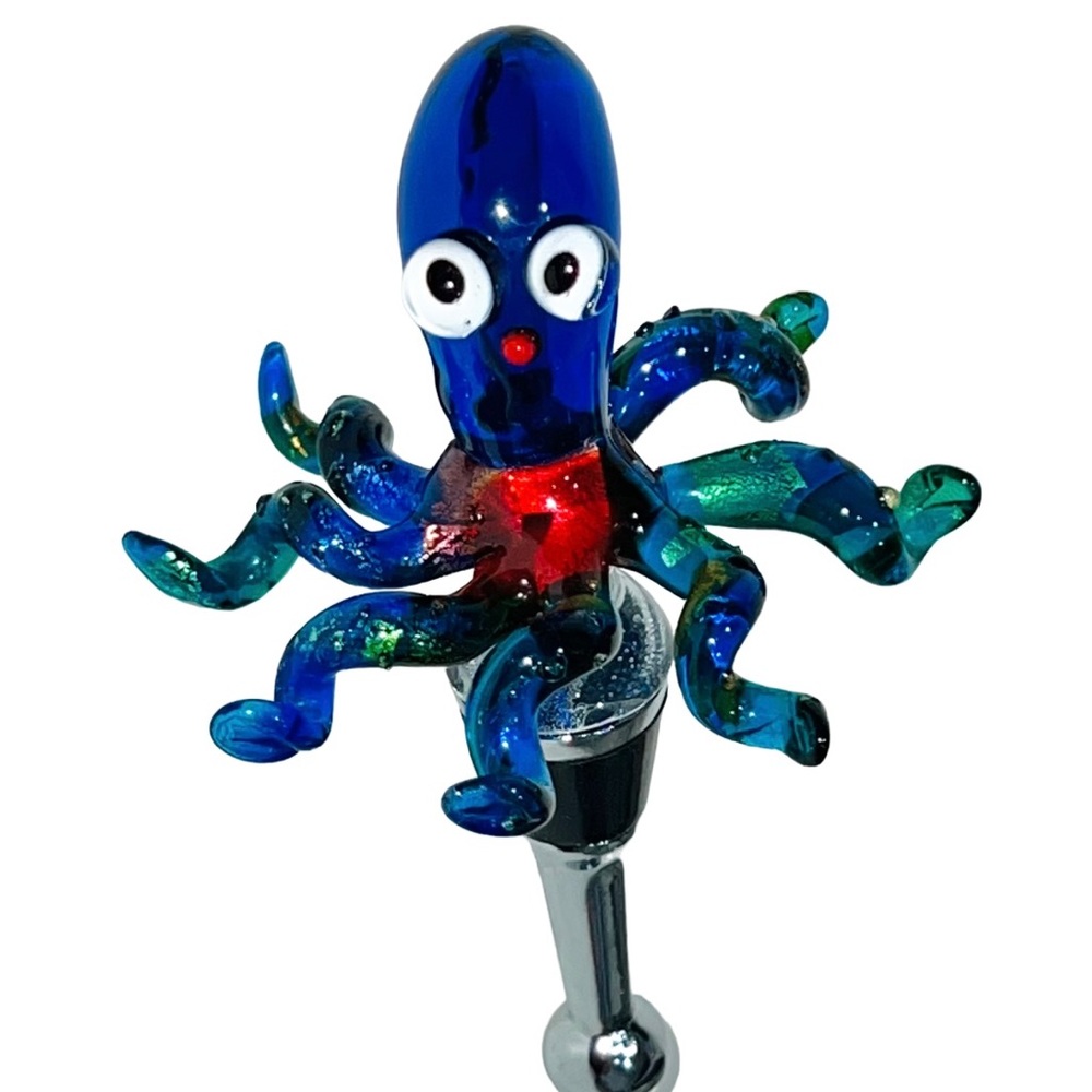 Octopus Wine Bottle Stopper colorful metallic hand blown glass pier 1